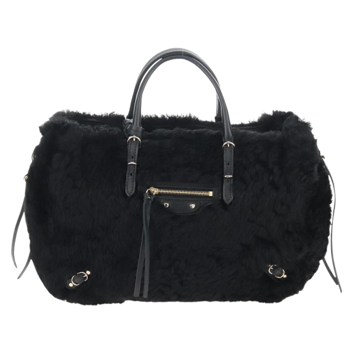 Balenciaga Paper A6 Hand Bag Bore 2way Black Gold 370926 Auth 210525M