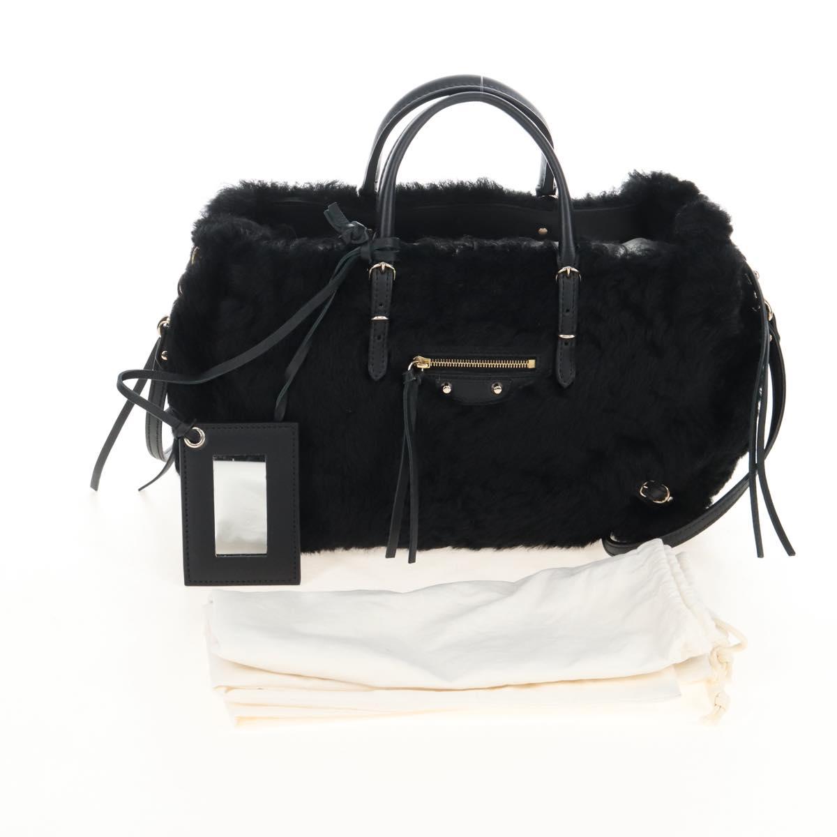 Balenciaga Paper A6 Hand Bag Bore 2way Black Gold 370926 Auth 210525M