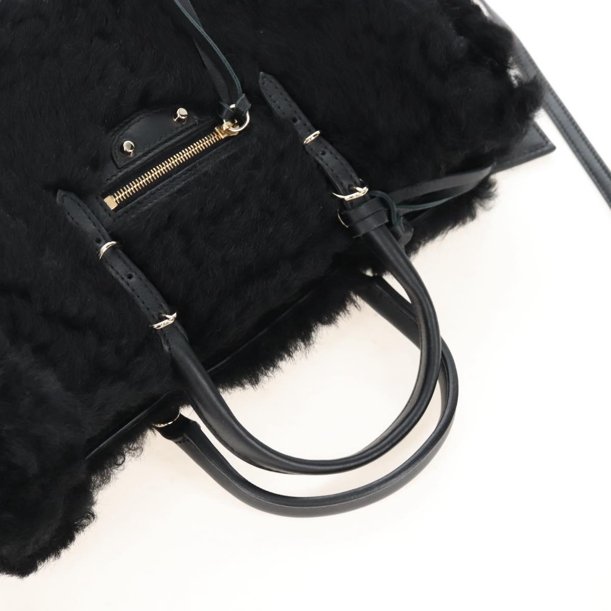 Balenciaga Paper A6 Hand Bag Bore 2way Black Gold 370926 Auth 210525M