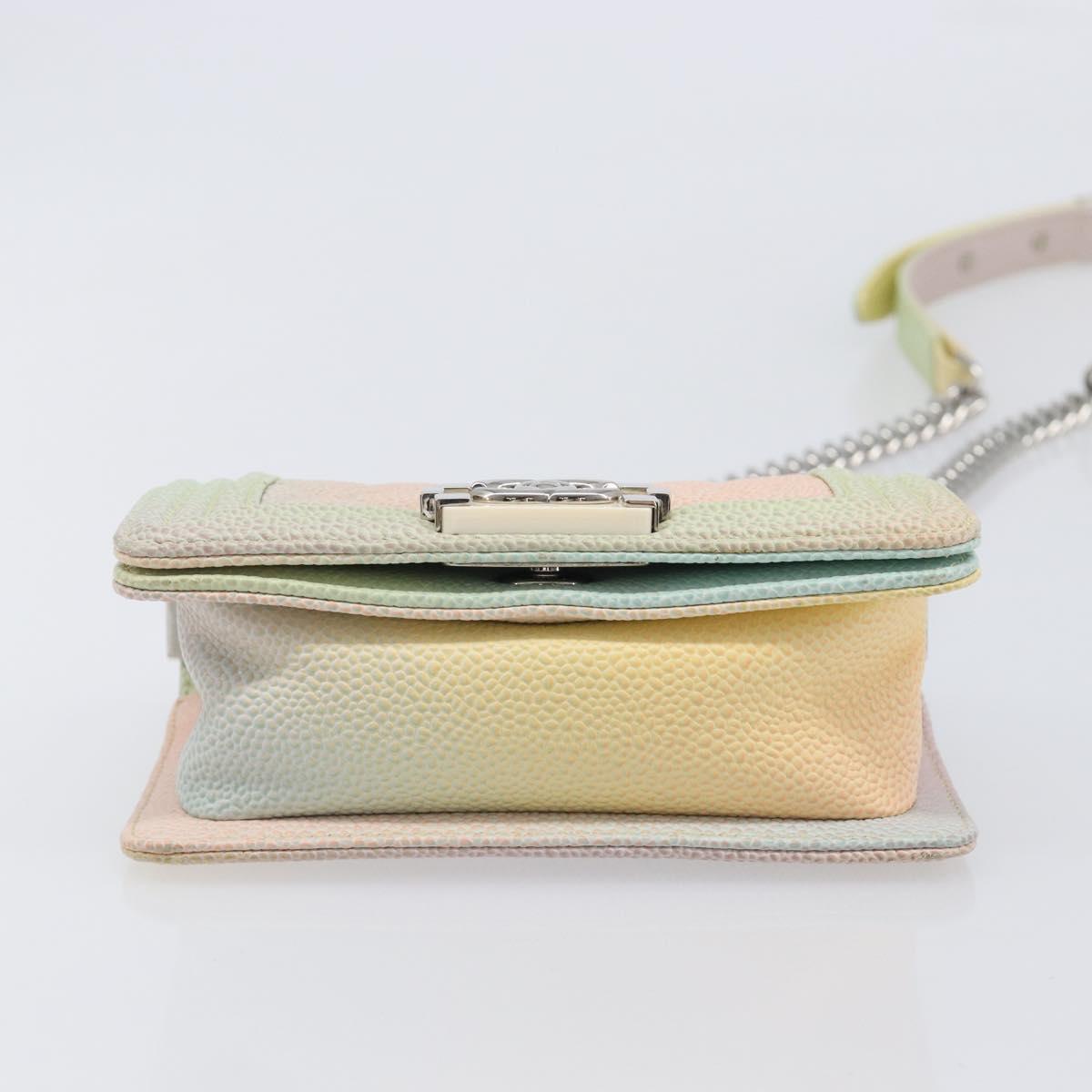 CHANEL Boy Chanel Matelasse Chain Bag Caviar Skin Multicolor CC Auth 210526SM