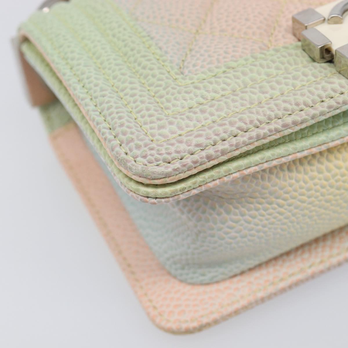 CHANEL Boy Chanel Matelasse Chain Bag Caviar Skin Multicolor CC Auth 210526SM