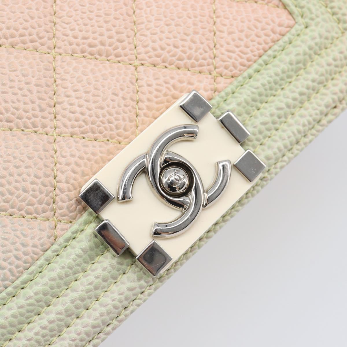CHANEL Boy Chanel Matelasse Chain Bag Caviar Skin Multicolor CC Auth 210526SM