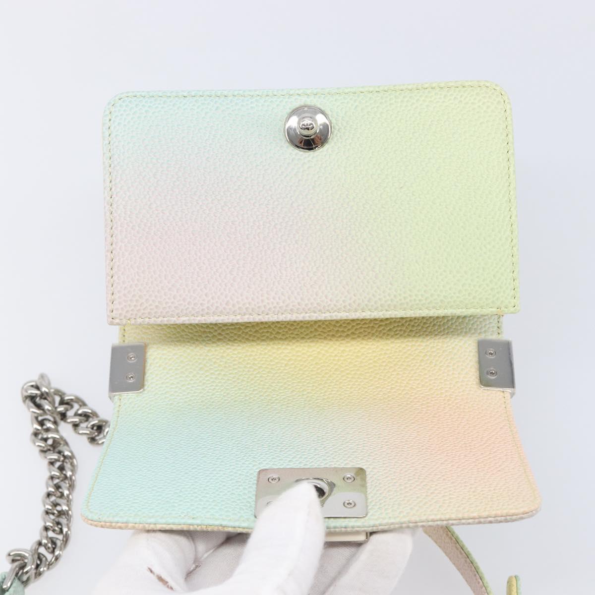 CHANEL Boy Chanel Matelasse Chain Bag Caviar Skin Multicolor CC Auth 210526SM