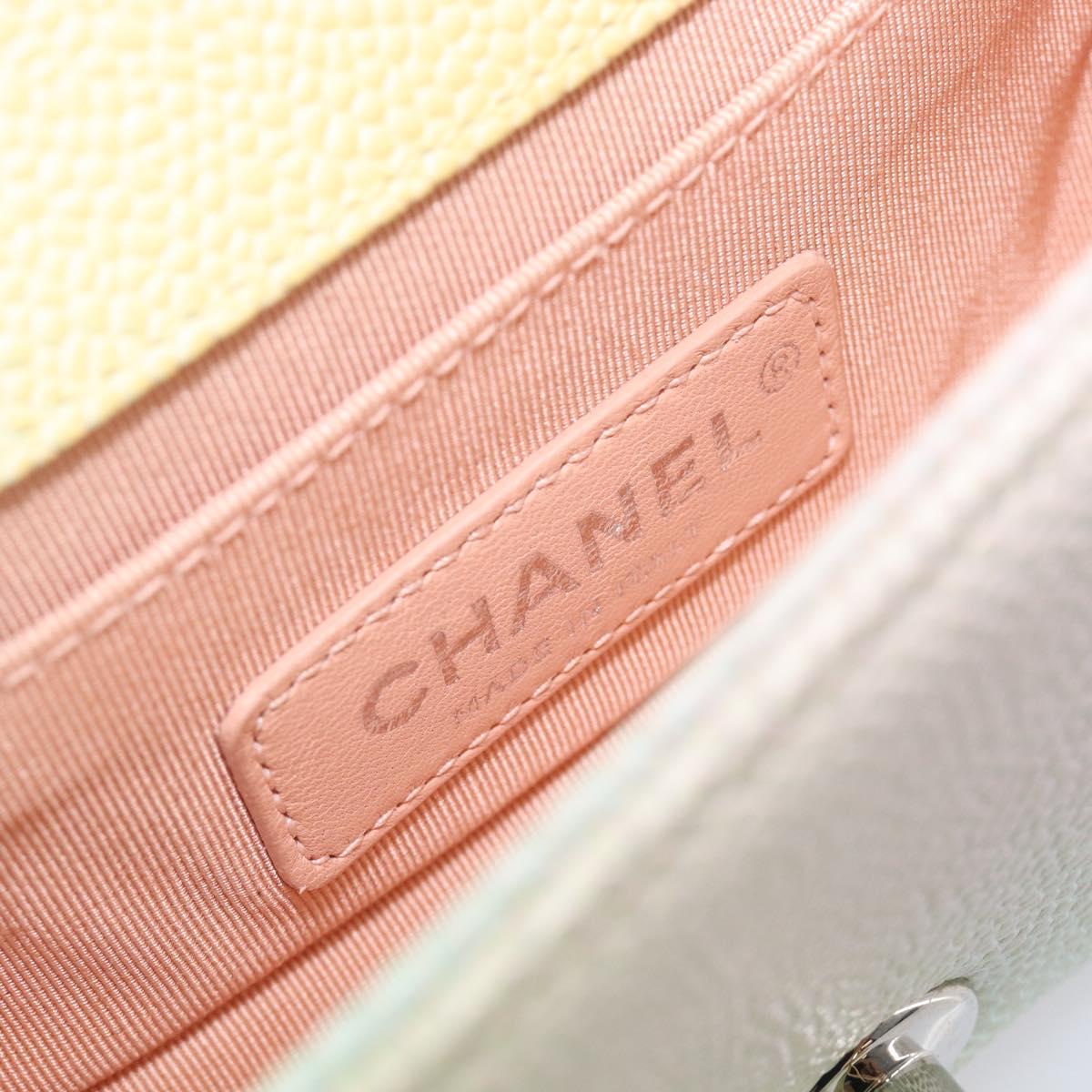 CHANEL Boy Chanel Matelasse Chain Bag Caviar Skin Multicolor CC Auth 210526SM