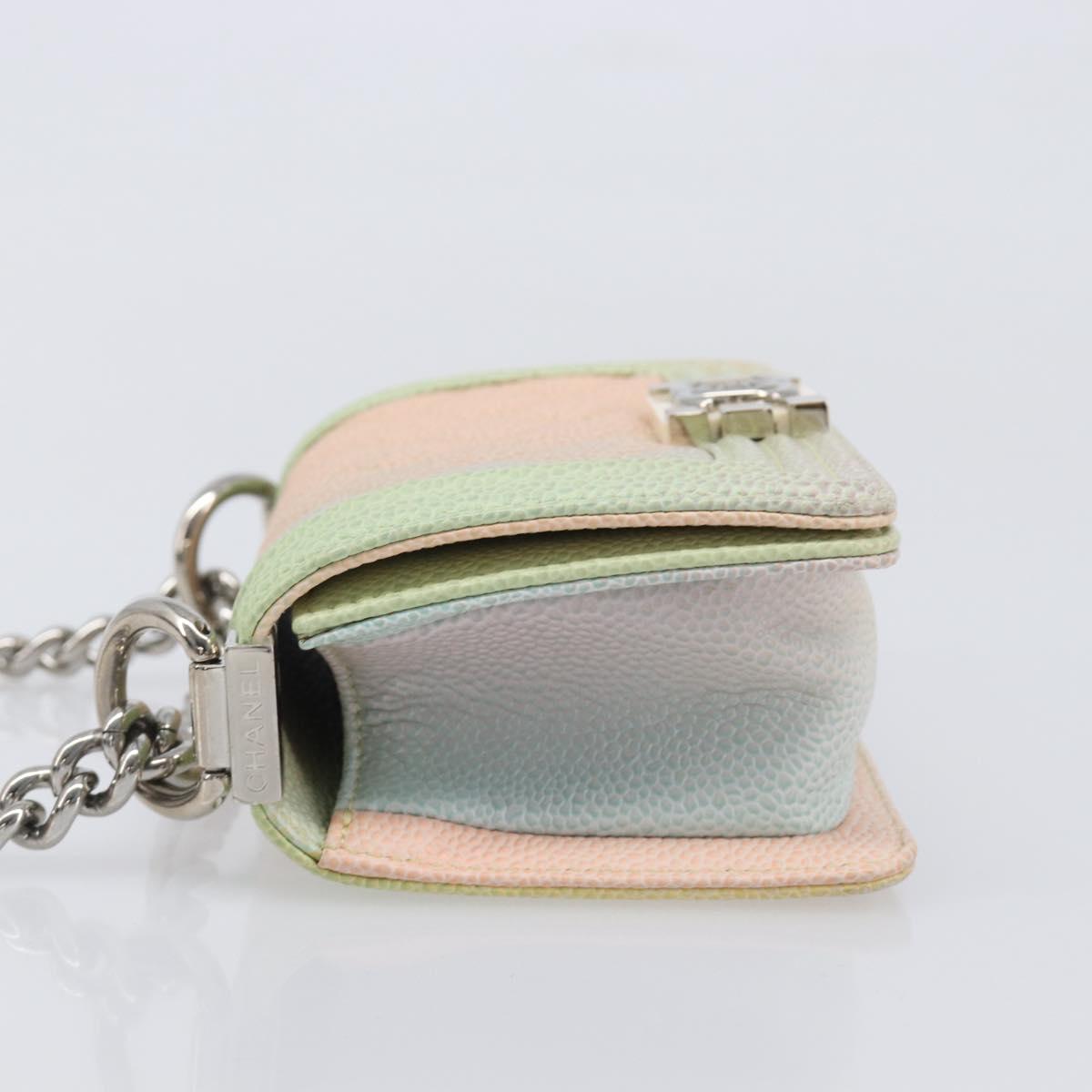 CHANEL Boy Chanel Matelasse Chain Bag Caviar Skin Multicolor CC Auth 210526SM