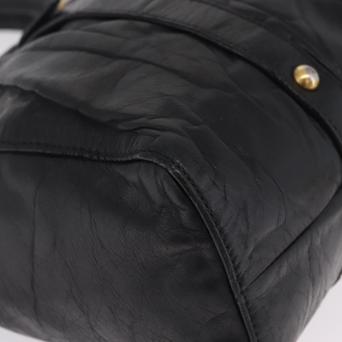 Miu Miu Hand Bag Vitello Lux Leather Black Gold Auth 210528V