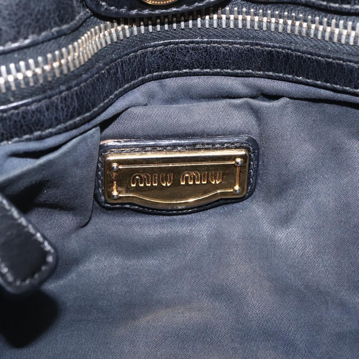 Miu Miu Hand Bag Vitello Lux Leather Black Gold Auth 210528V