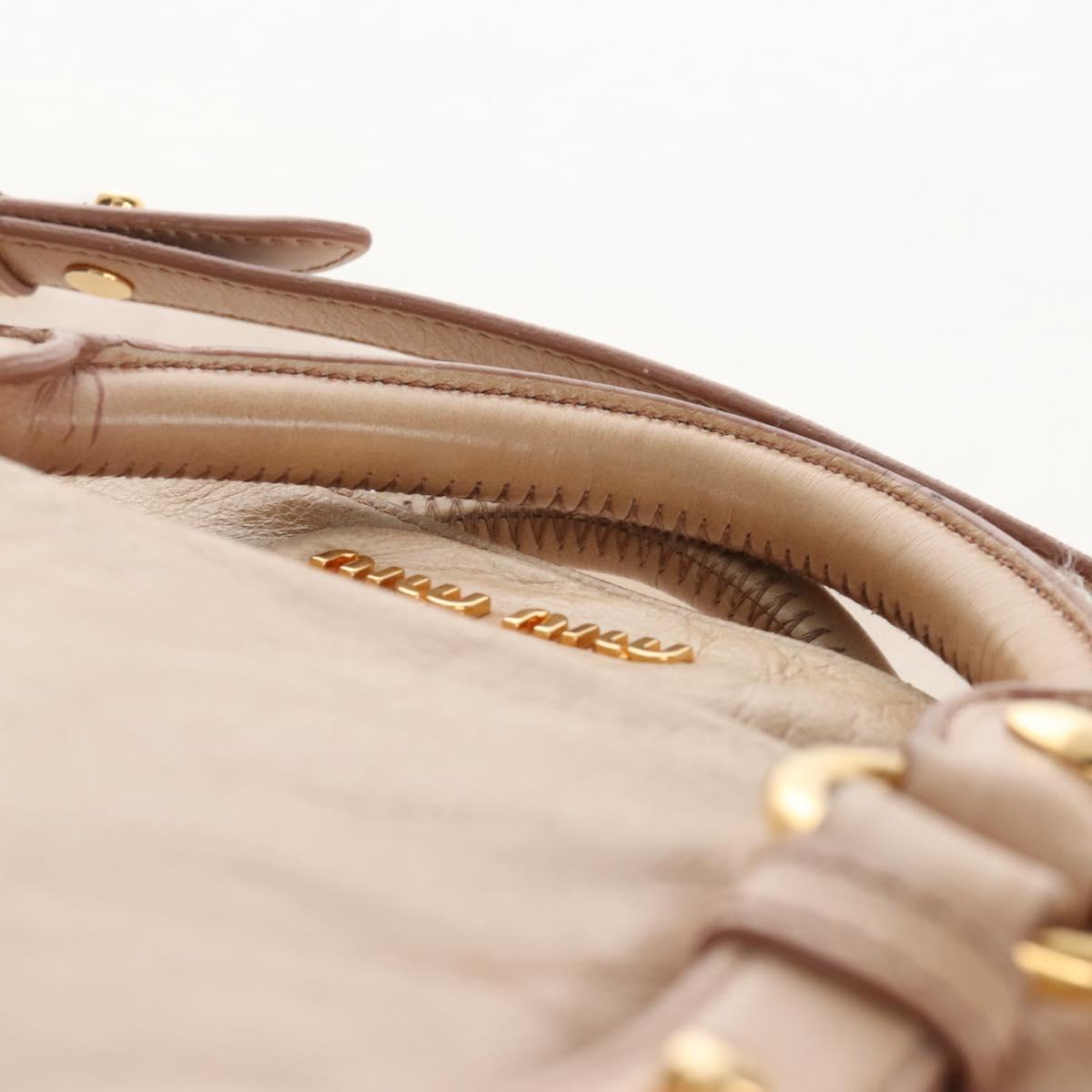 Miu Miu Hand Bag Vitello Lux Leather 2way Beige Gold Auth 210531V