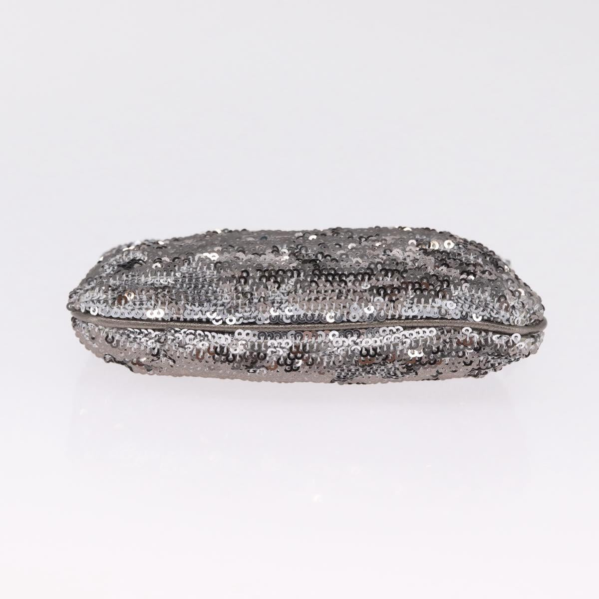 Salvatore Ferragamo Mini Pouch Sequin Silver Auth 210533A