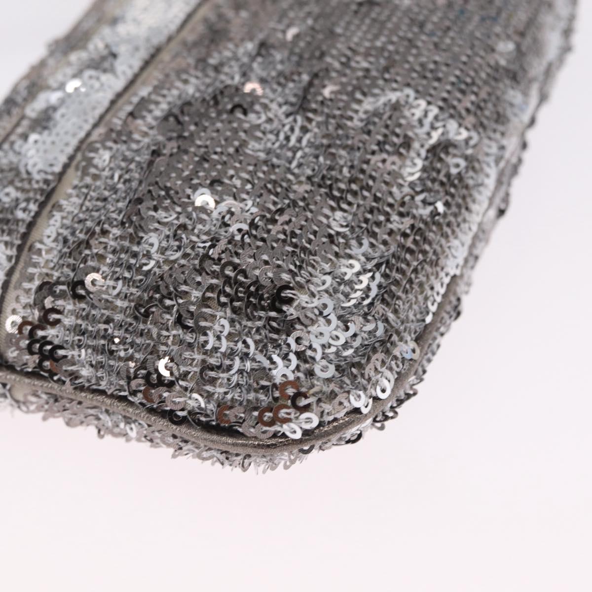 Salvatore Ferragamo Mini Pouch Sequin Silver Auth 210533A