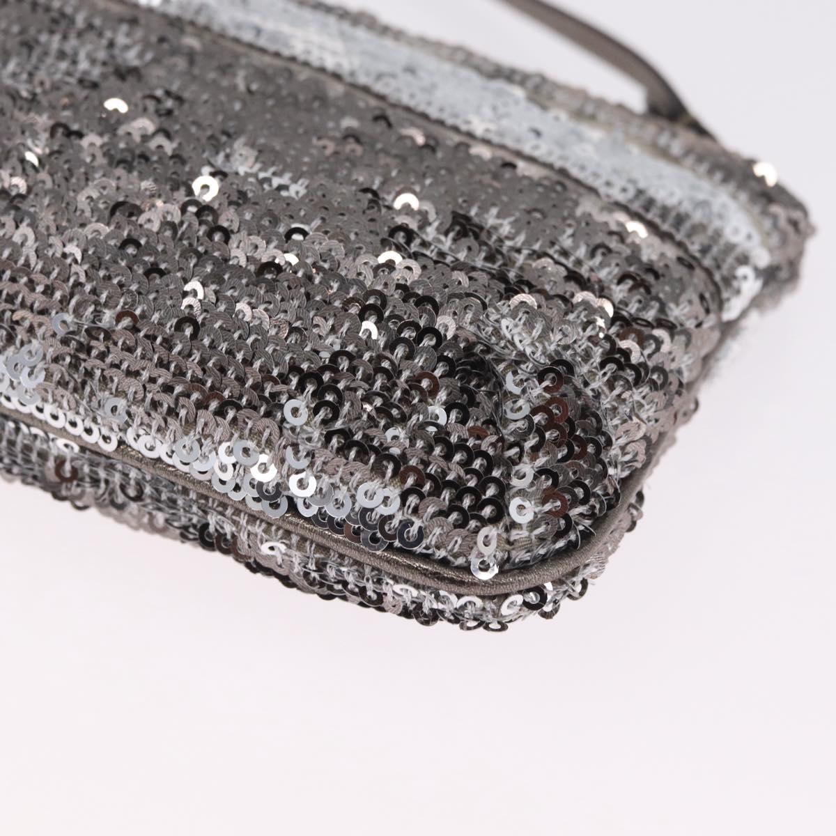 Salvatore Ferragamo Mini Pouch Sequin Silver Auth 210533A