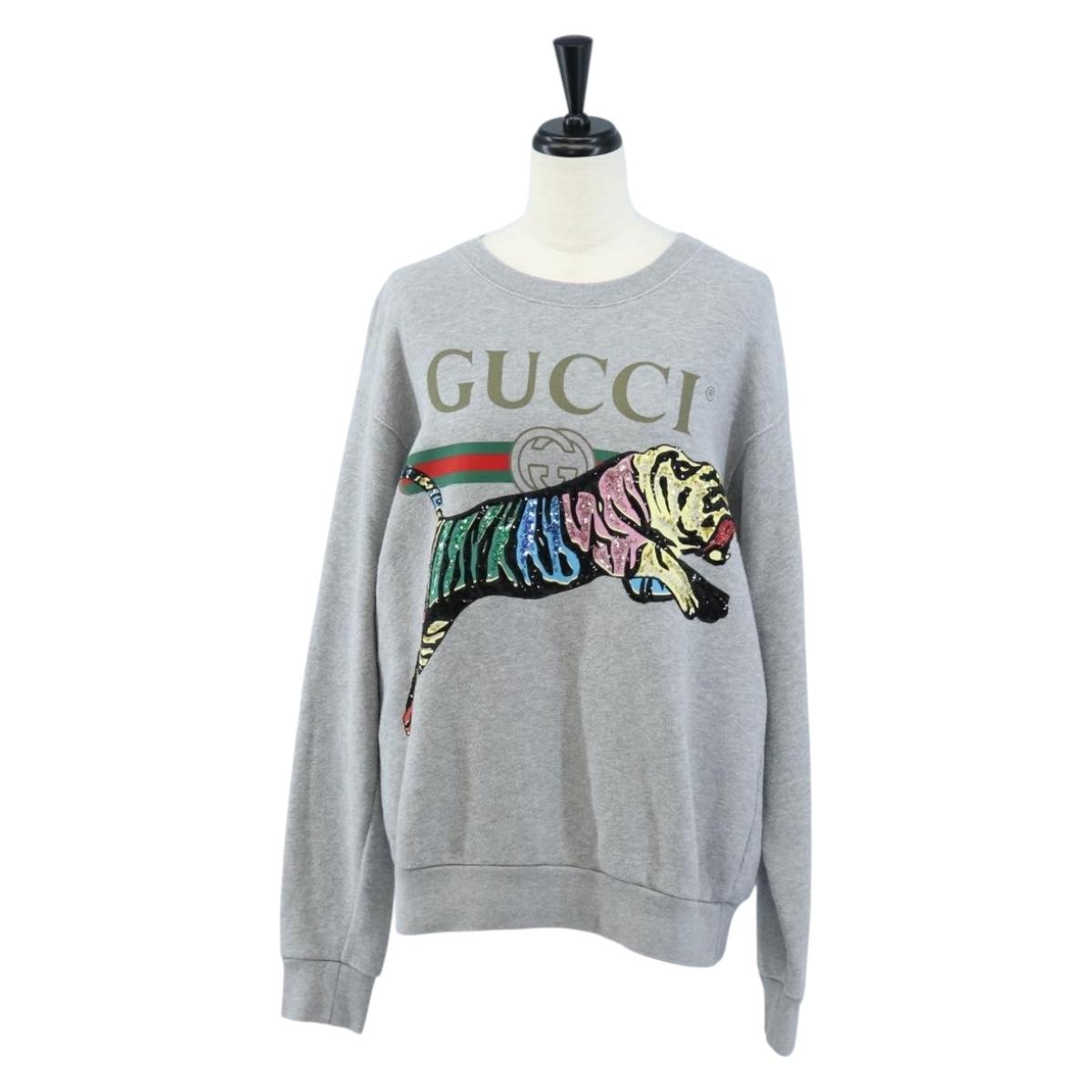 GUCCI Trainer Cotton Gray Auth 210537M