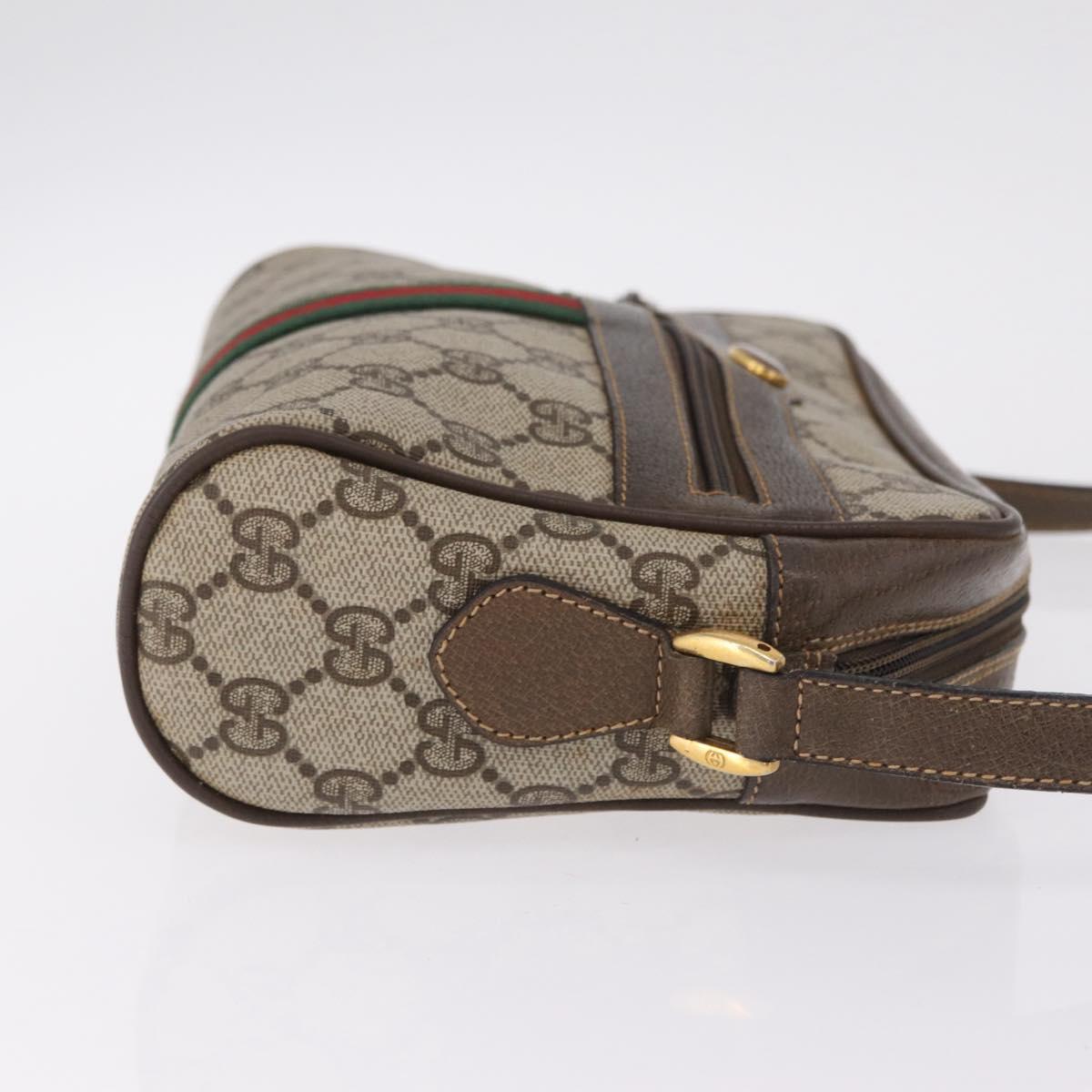 GUCCI GG Supreme Web Sherry Line Bag PVC Beige Gold 904 02 004 Auth 210601