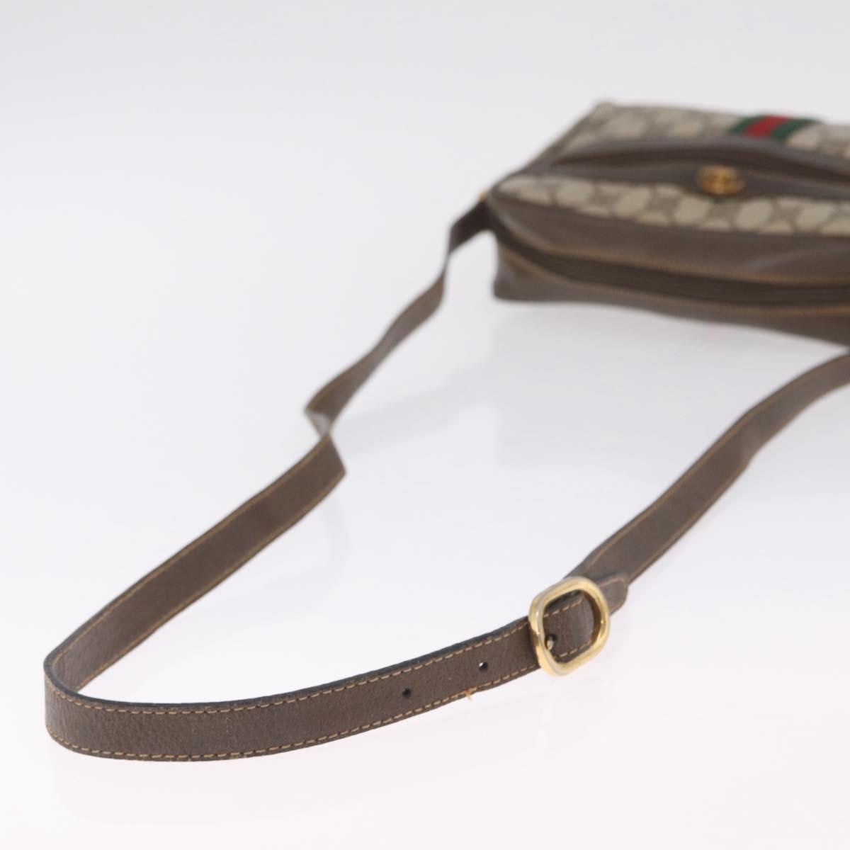 GUCCI GG Supreme Web Sherry Line Bag PVC Beige Gold 904 02 004 Auth 210601