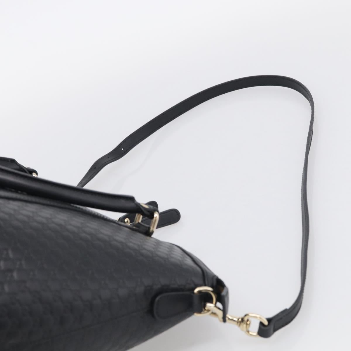 GUCCI Micro GG Canvas Guccissima Bag Leather 2way Black Gold 449657 Auth 210602V