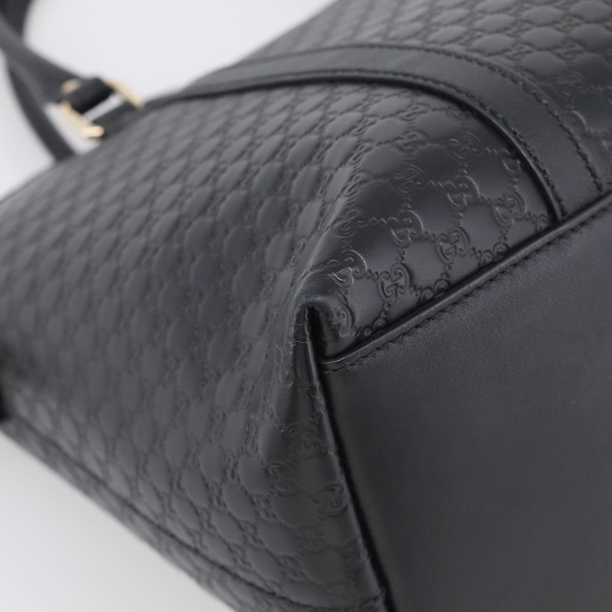 GUCCI Micro GG Canvas Guccissima Bag Leather 2way Black Gold 449657 Auth 210602V