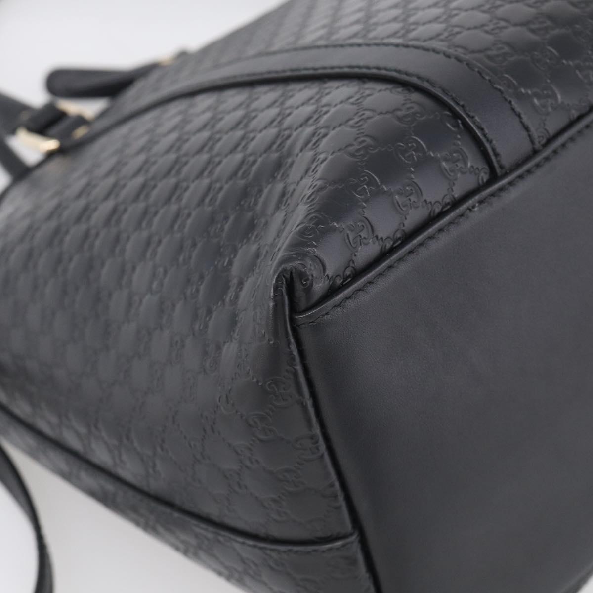 GUCCI Micro GG Canvas Guccissima Bag Leather 2way Black Gold 449657 Auth 210602V