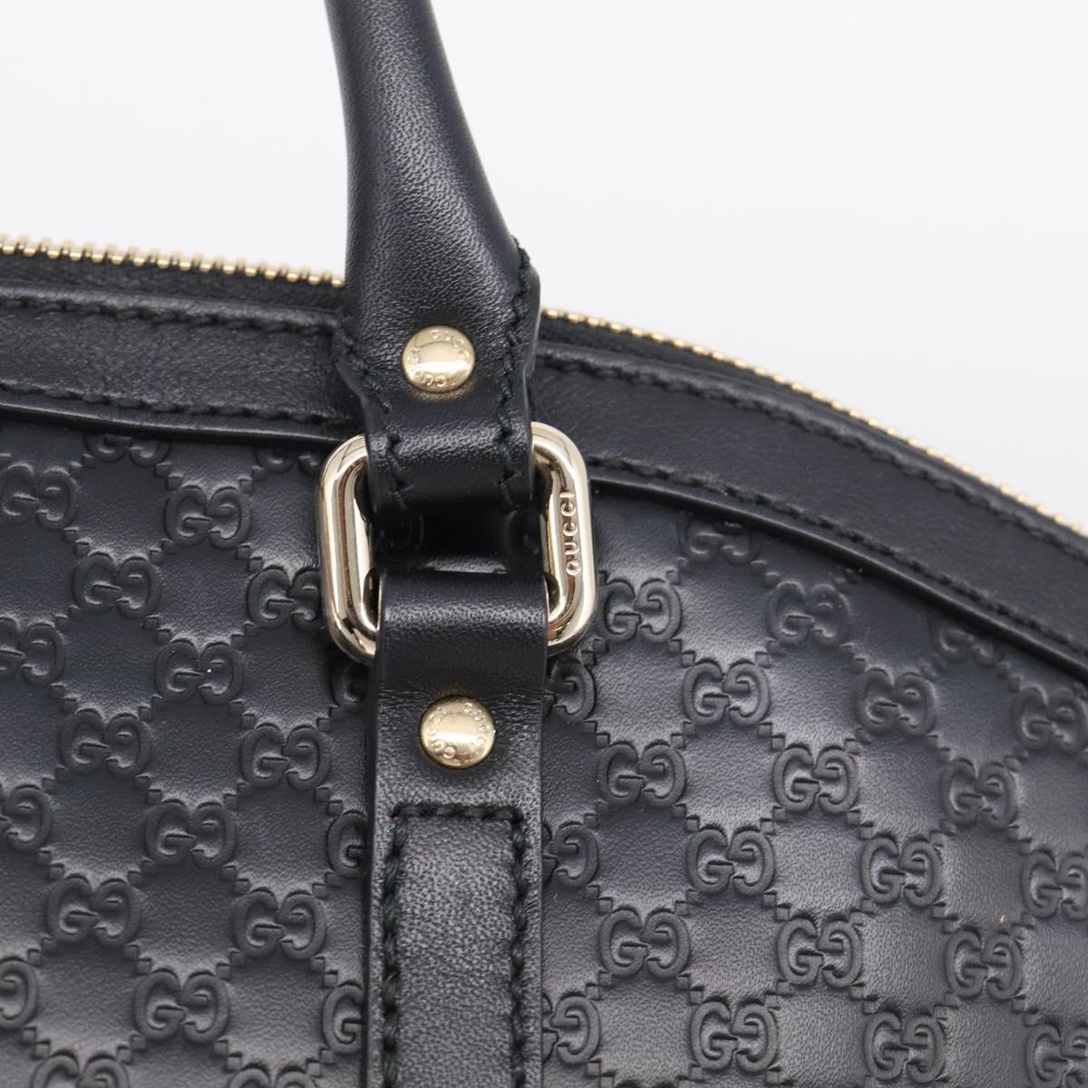 GUCCI Micro GG Canvas Guccissima Bag Leather 2way Black Gold 449657 Auth 210602V