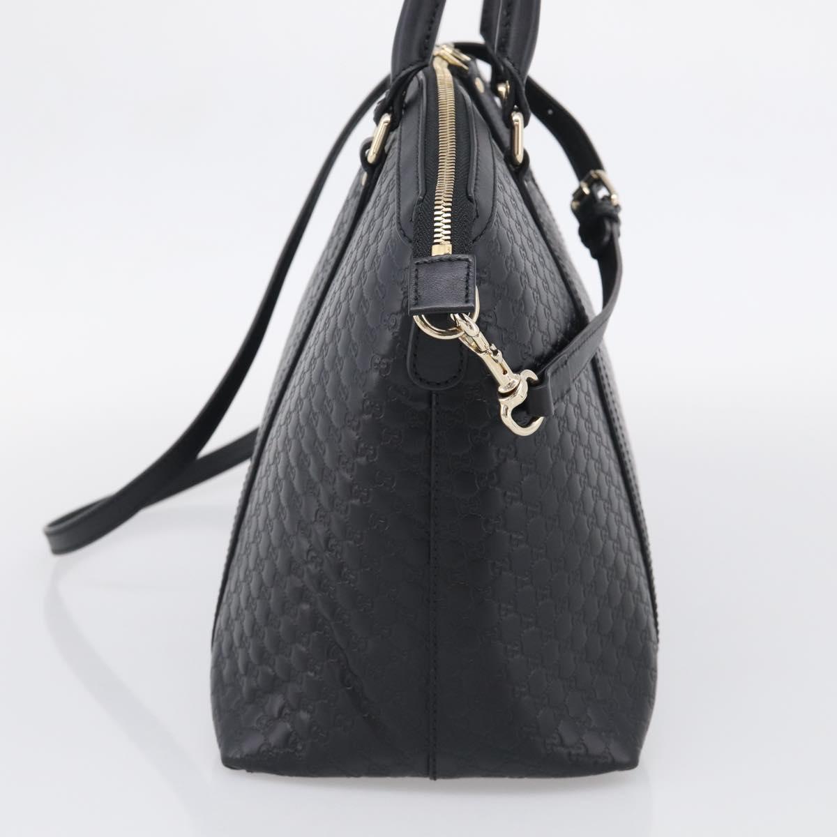 GUCCI Micro GG Canvas Guccissima Bag Leather 2way Black Gold 449657 Auth 210602V