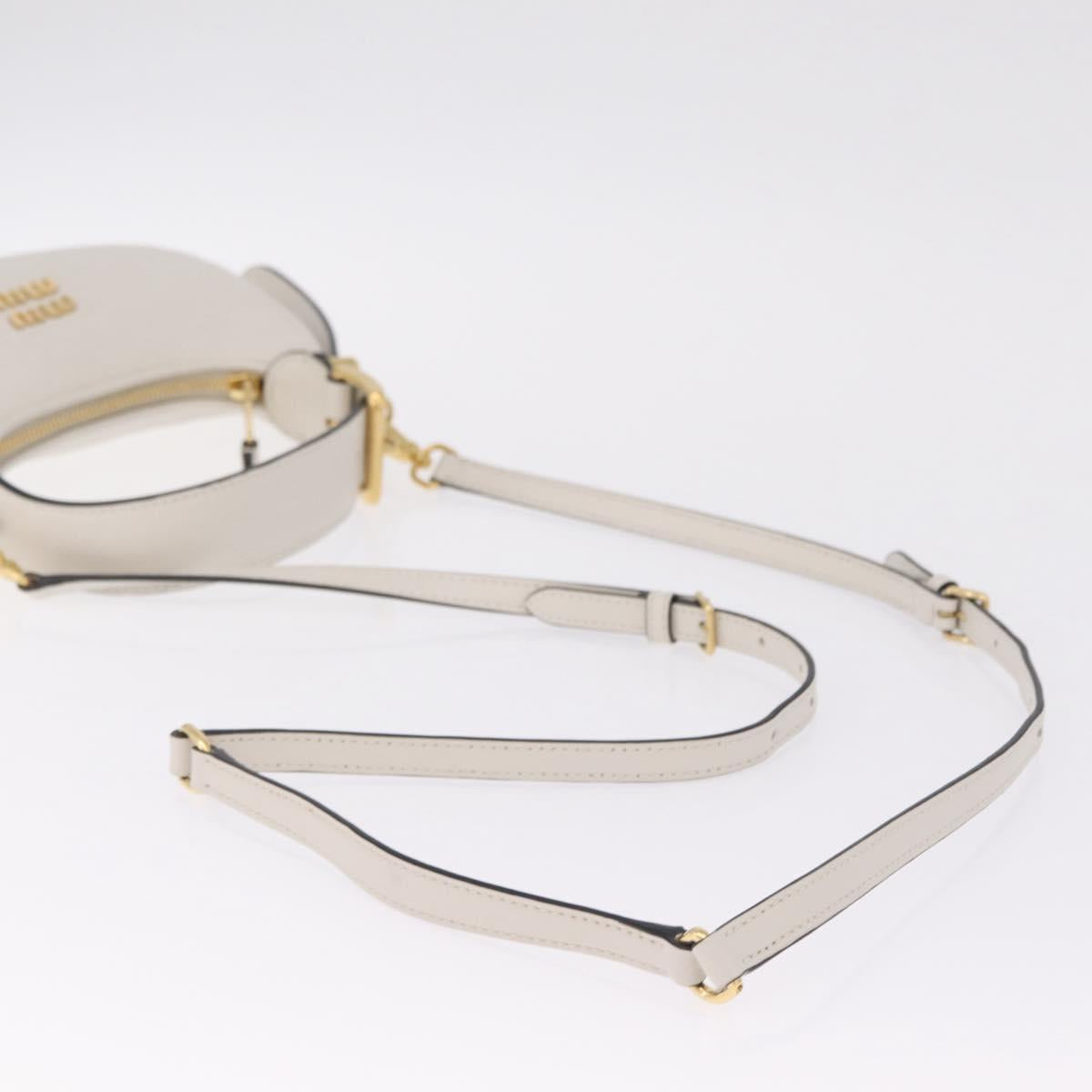 Miu Miu Hobo Hand Bag Leather 2way White Gold Auth 210603SAM