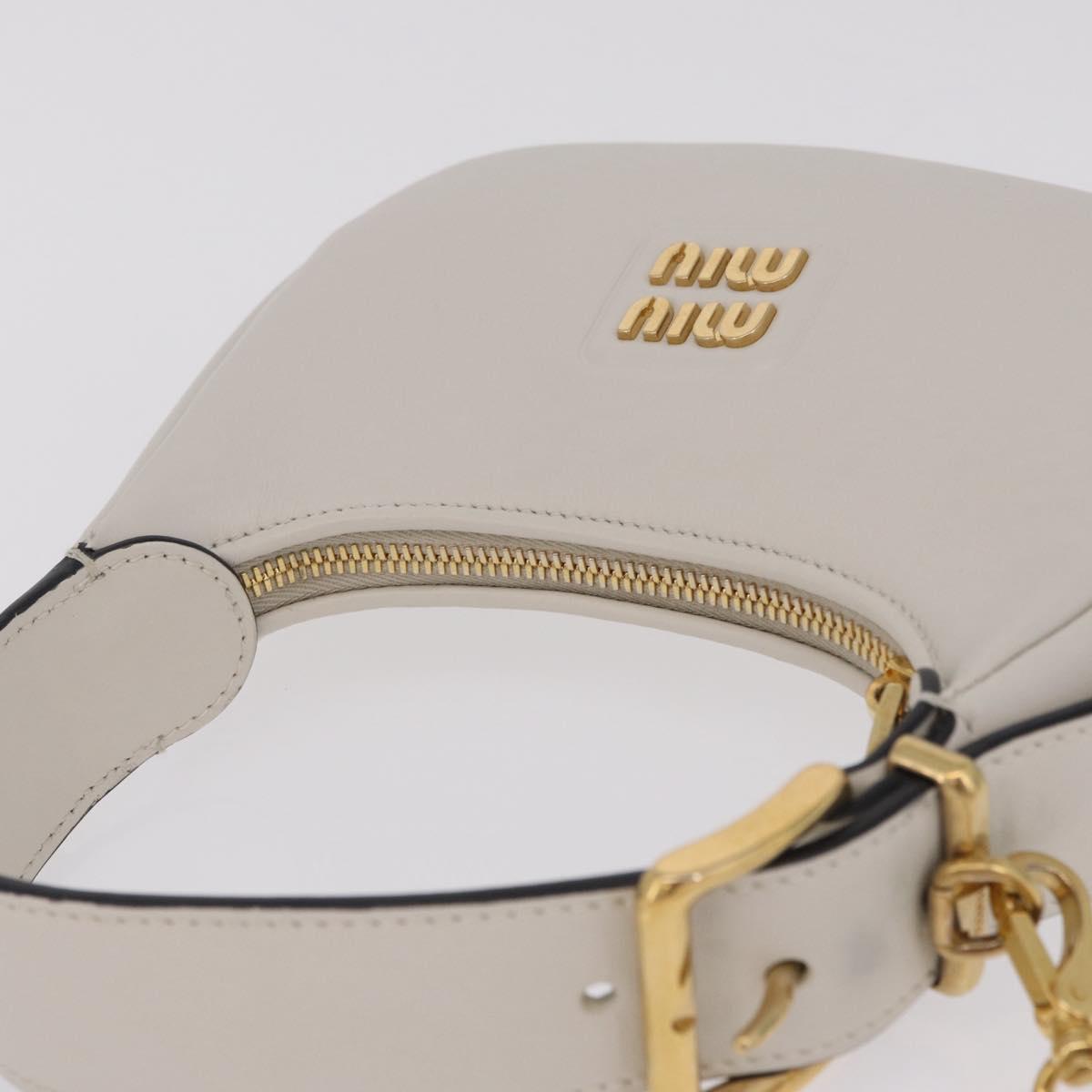 Miu Miu Hobo Hand Bag Leather 2way White Gold Auth 210603SAM