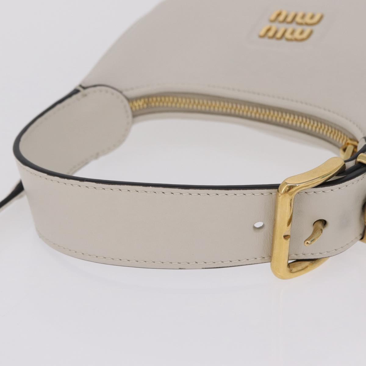 Miu Miu Hobo Hand Bag Leather 2way White Gold Auth 210603SAM