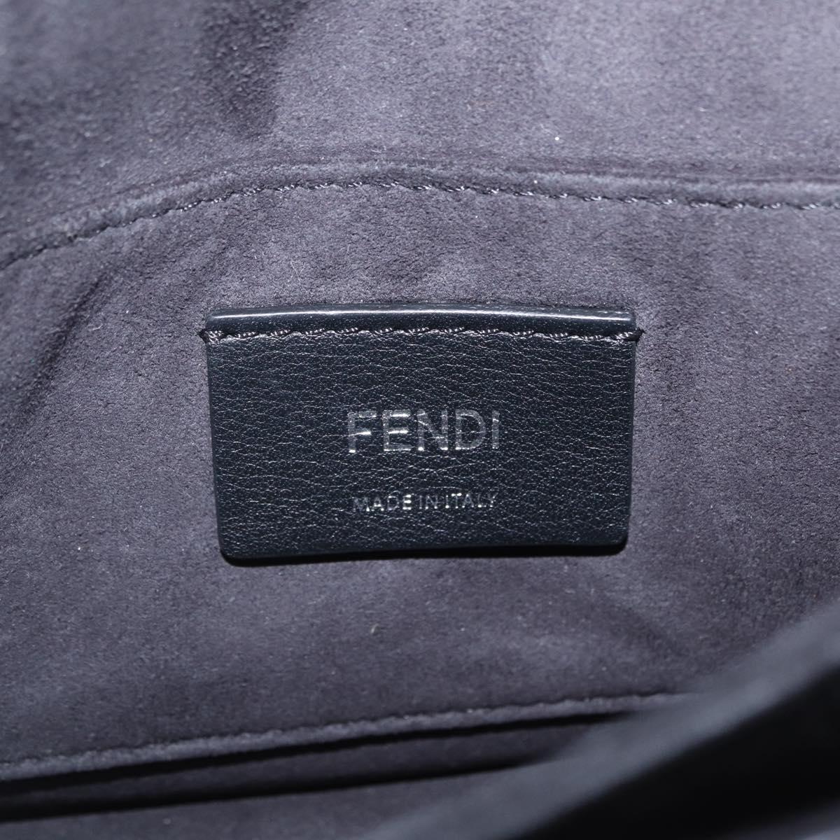 FENDI Canay Chain Shoulder Bag Leather Black Silver 8M0381 Auth 210607A