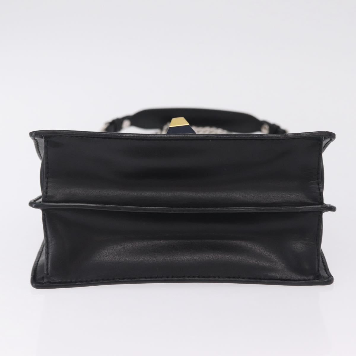FENDI Canay Chain Shoulder Bag Leather Black Silver 8M0381 Auth 210607A