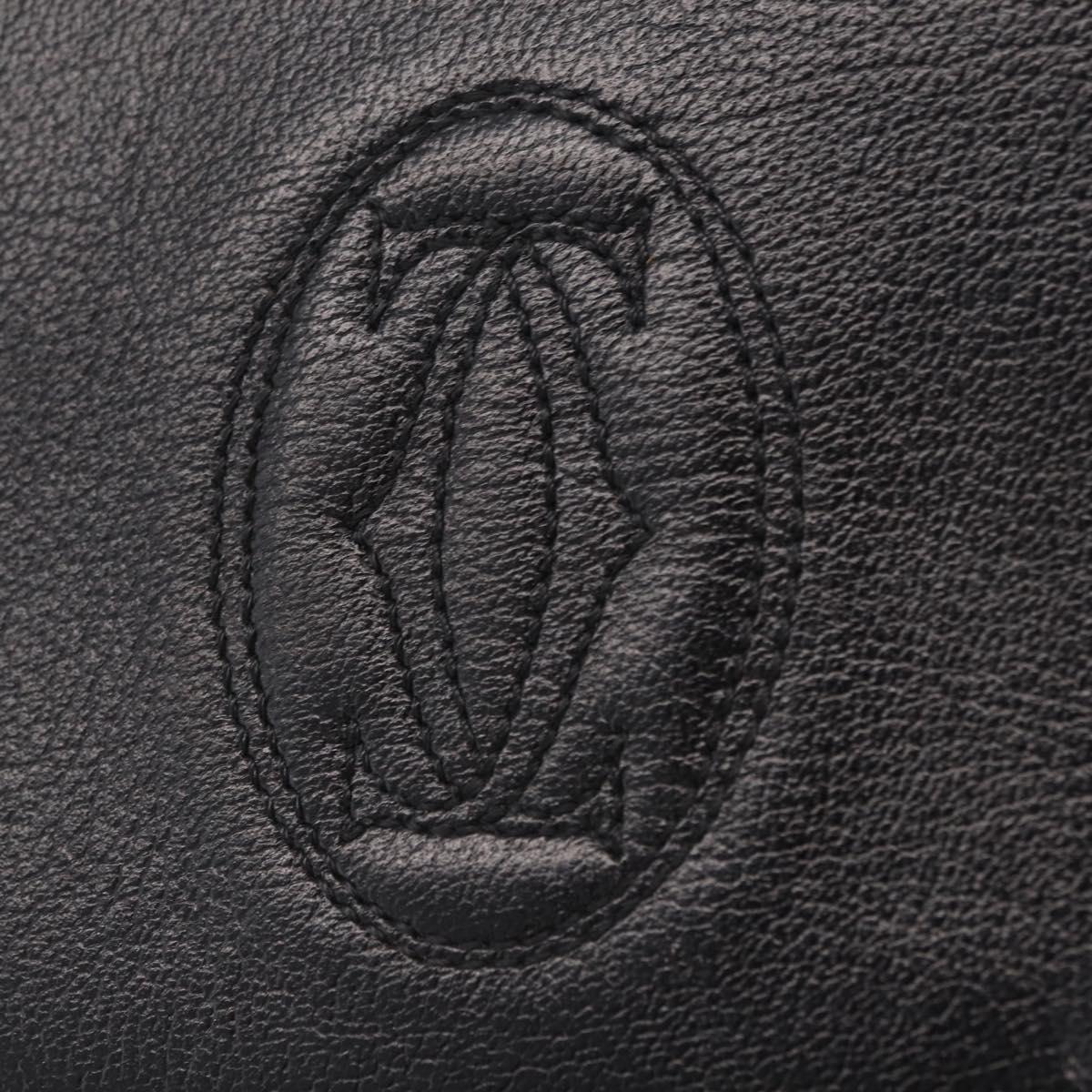 Cartier Marcello Long Wallet Leather Black Silver Auth 210609V