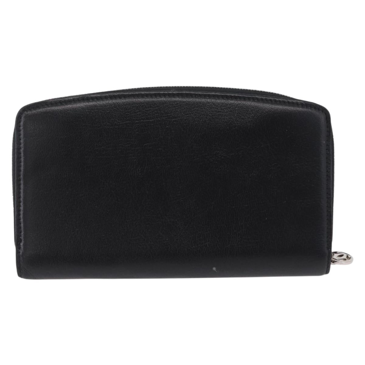 Cartier Marcello Long Wallet Leather Black Silver Auth 210609V