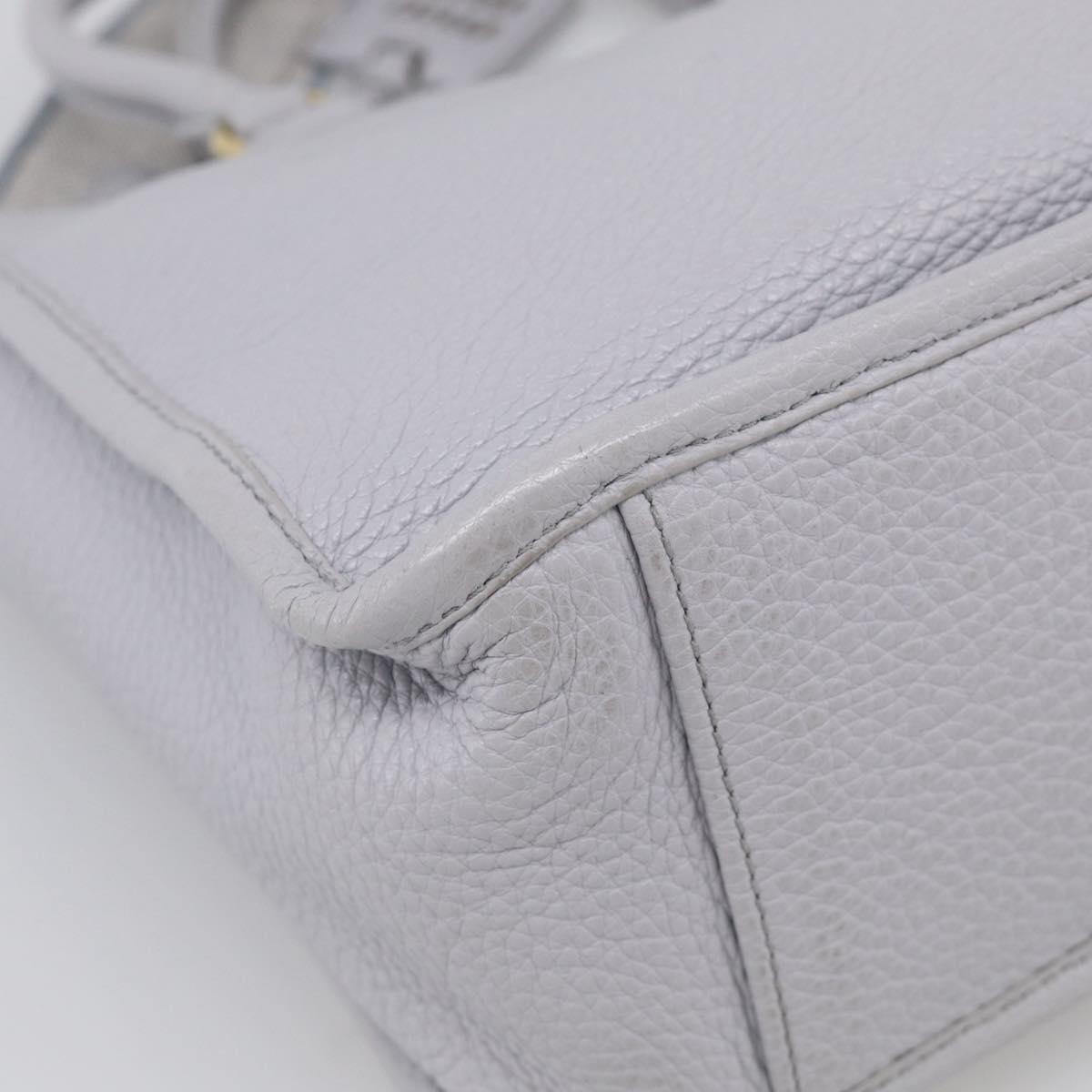 Miu Miu Hand Bag Vittero Dino Leather 2way Light Blue Gold Auth 210614M