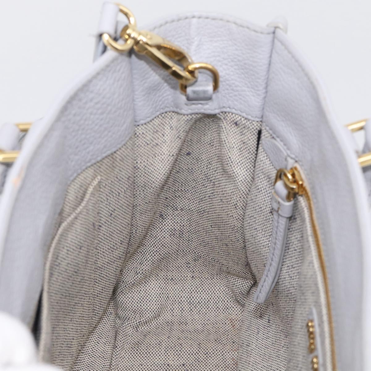 Miu Miu Hand Bag Vittero Dino Leather 2way Light Blue Gold Auth 210614M