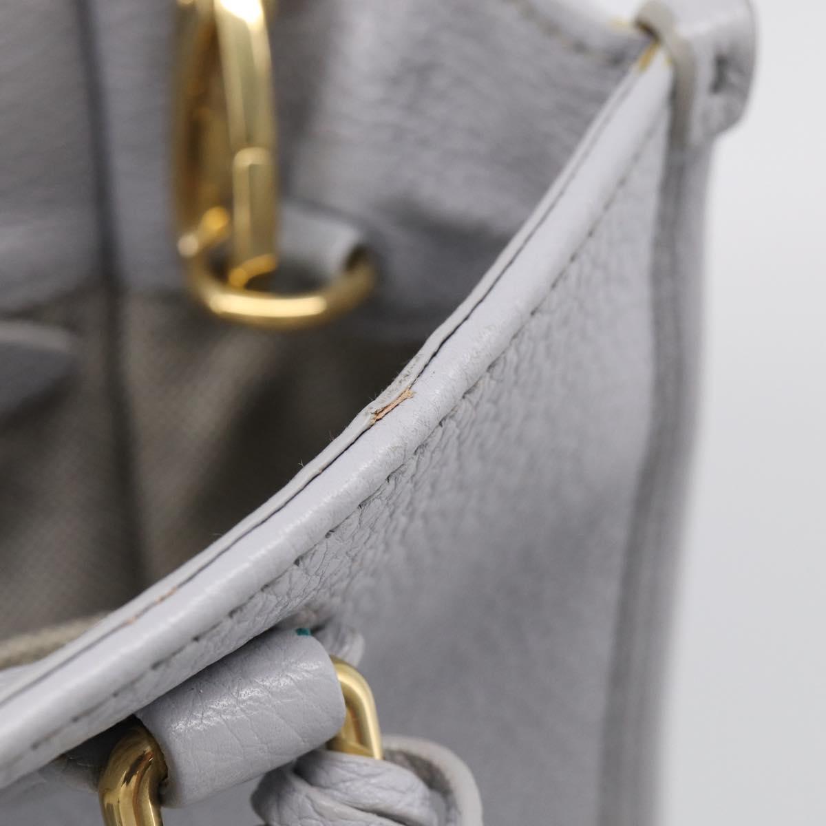 Miu Miu Hand Bag Vittero Dino Leather 2way Light Blue Gold Auth 210614M