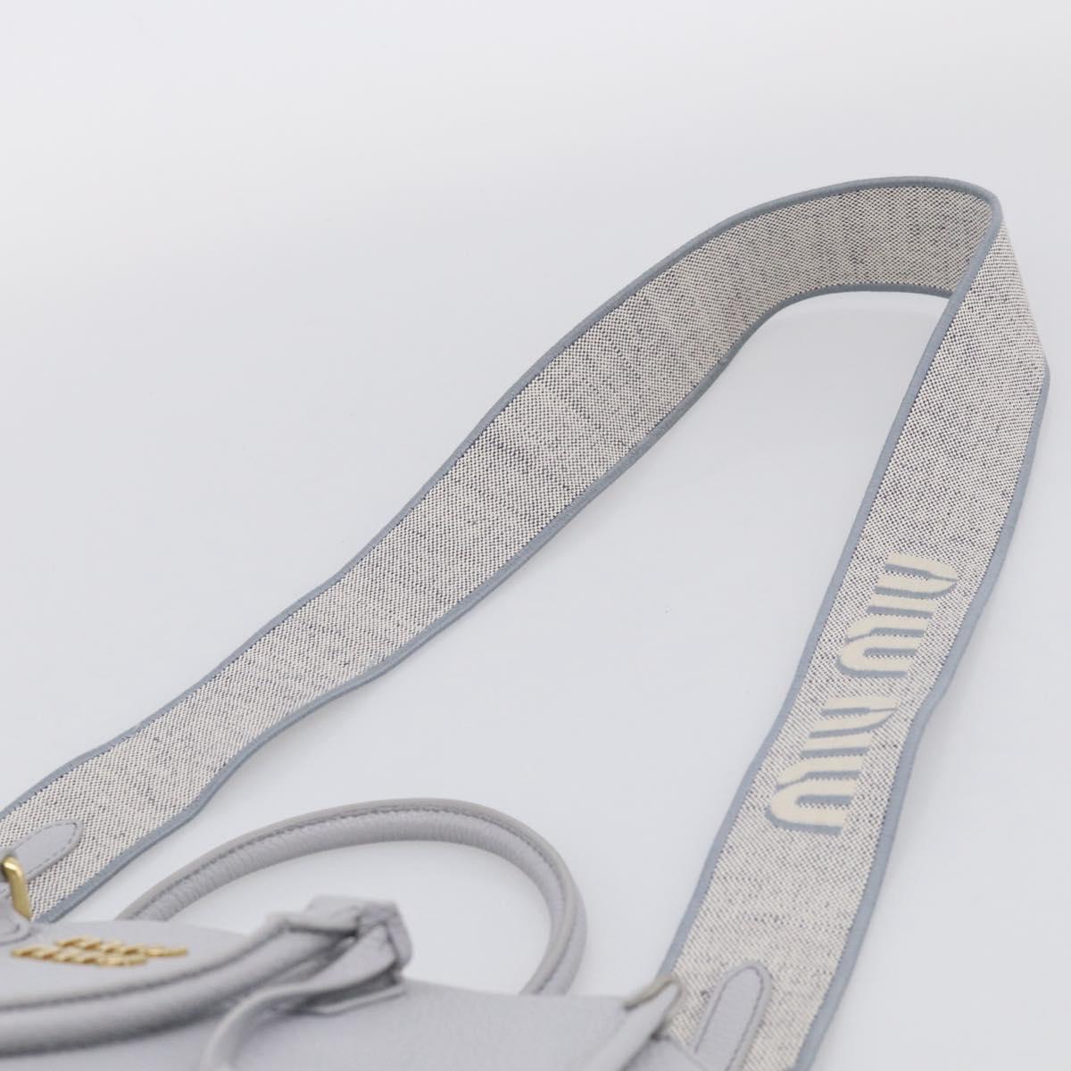 Miu Miu Hand Bag Vittero Dino Leather 2way Light Blue Gold Auth 210614M
