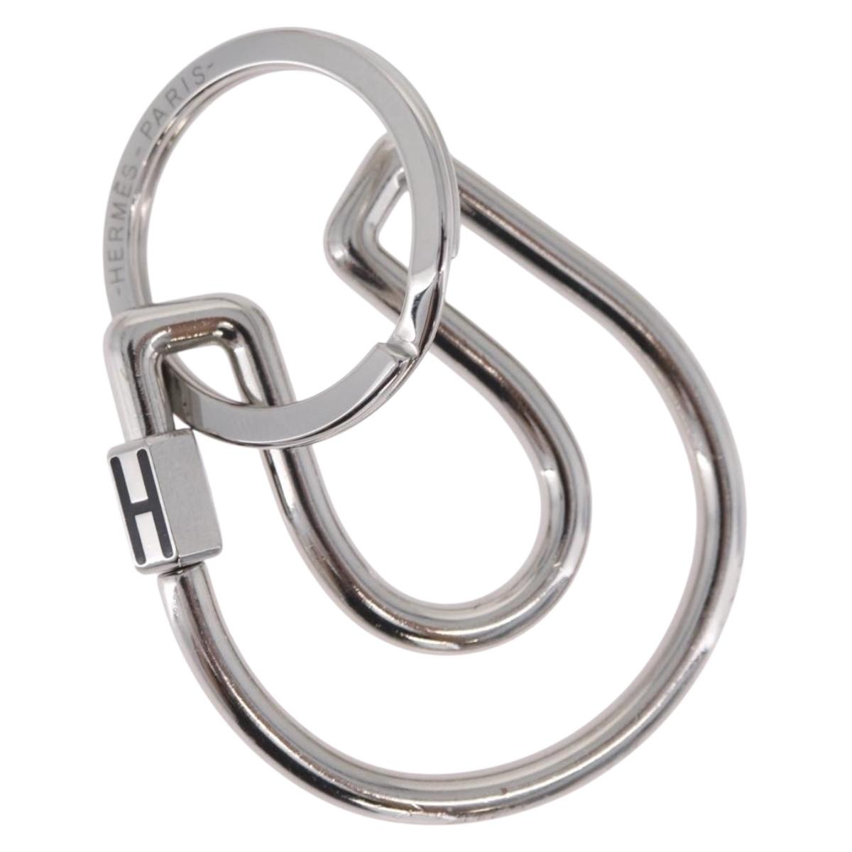 HERMES Fercheval Key Holder metal Silver Auth 210615M