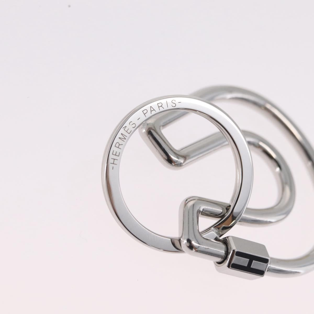 HERMES Fercheval Key Holder metal Silver Auth 210615M