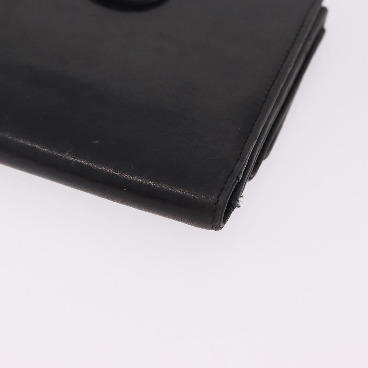 CHANEL COCO Mark Wallet Leather Black Gold CC Auth 210616