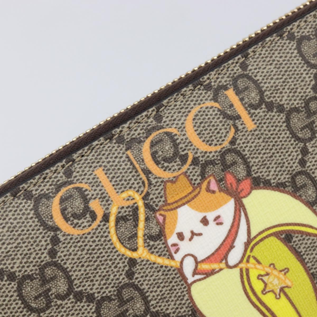 GUCCI GG Supreme BNF Collaboration Wallet PVC Beige Gold 701060 Auth 210620M