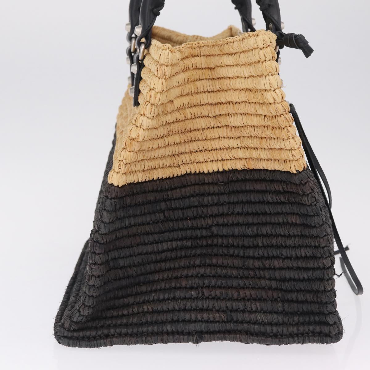 Balenciaga Hand Bag Raffia Beige Silver 339560 Auth 210621M