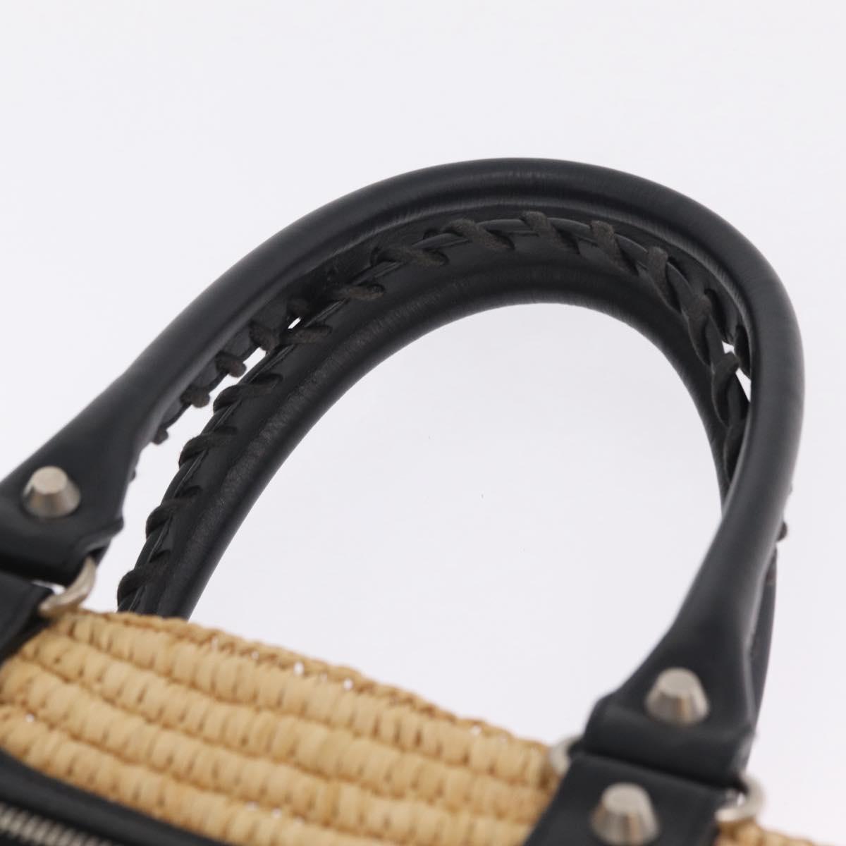 Balenciaga Hand Bag Raffia Beige Silver 339560 Auth 210621M