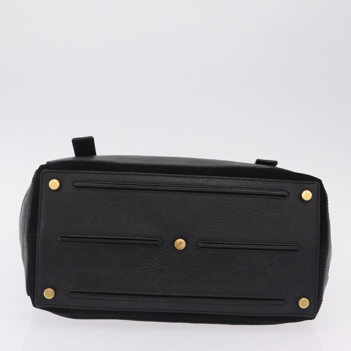 Saint Laurent Muse Two Hand Bag Leather Black Gold Auth 210627A