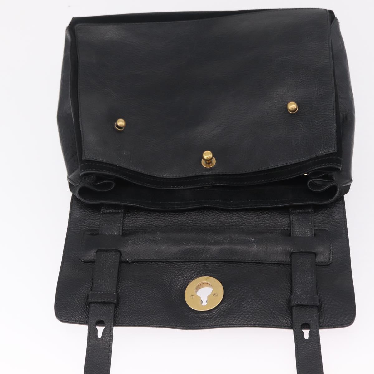 Saint Laurent Muse Two Hand Bag Leather Black Gold Auth 210627A