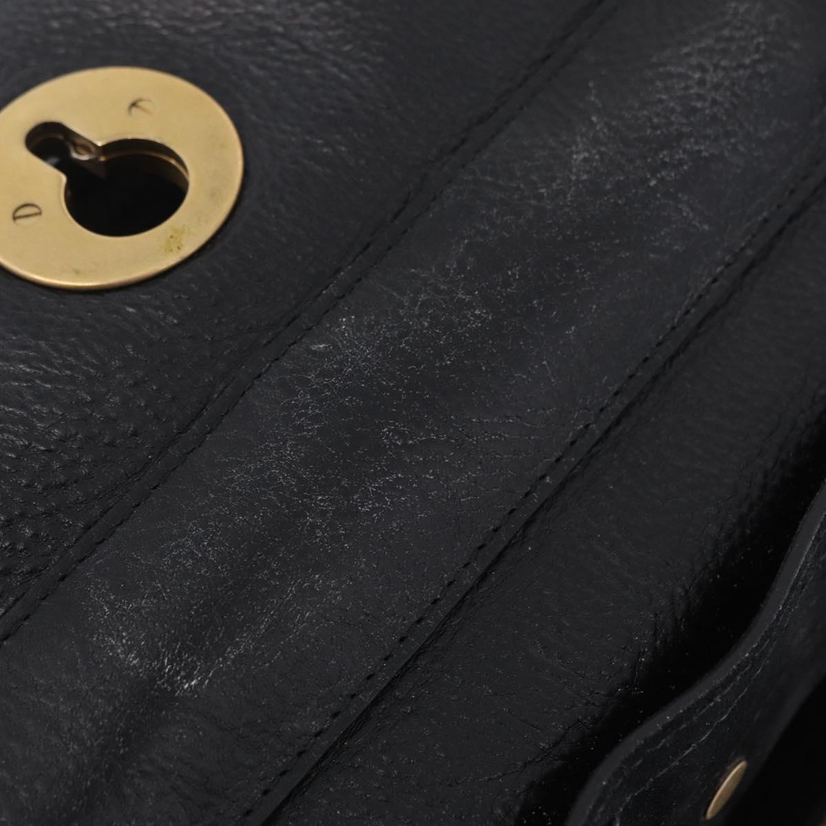 Saint Laurent Muse Two Hand Bag Leather Black Gold Auth 210627A