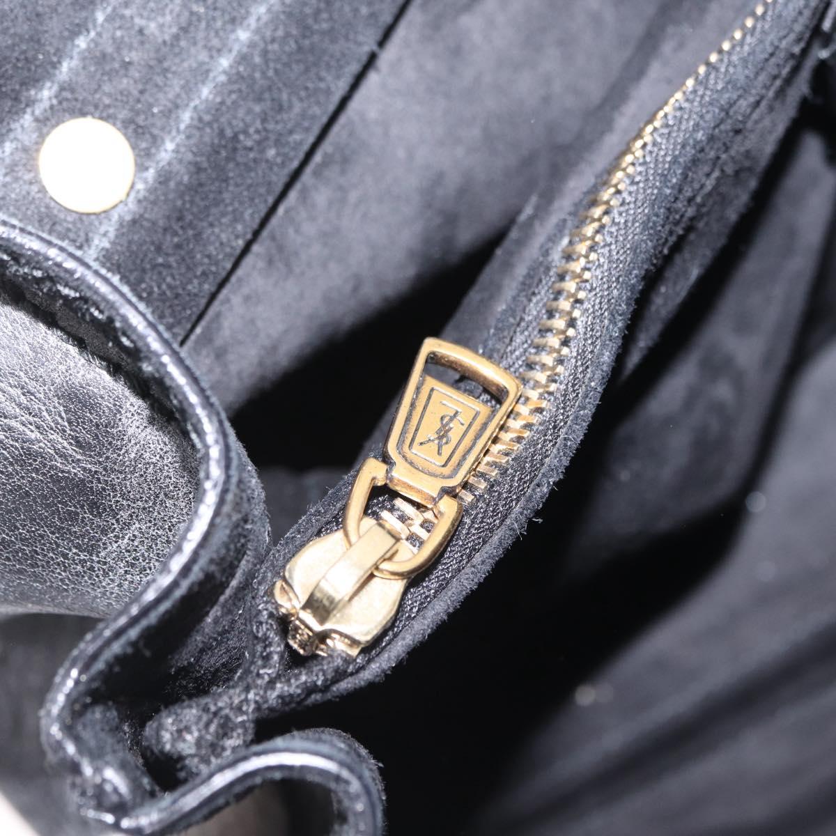 Saint Laurent Muse Two Hand Bag Leather Black Gold Auth 210627A