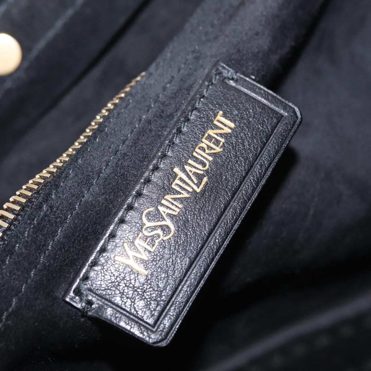 Saint Laurent Muse Two Hand Bag Leather Black Gold Auth 210627A