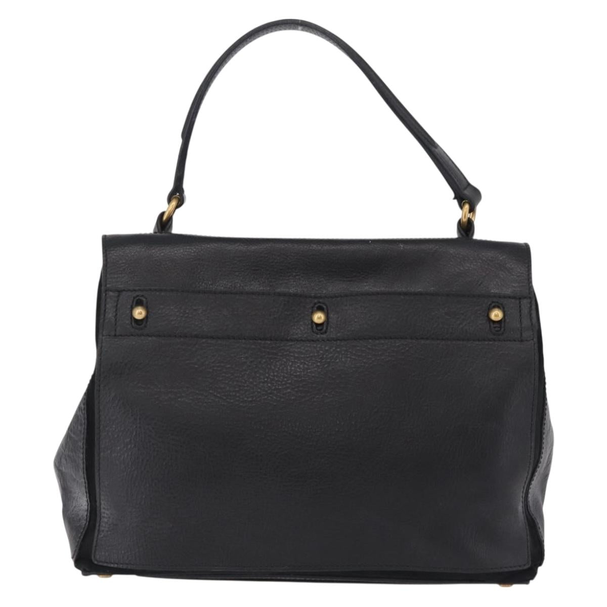 Saint Laurent Muse Two Hand Bag Leather Black Gold Auth 210627A