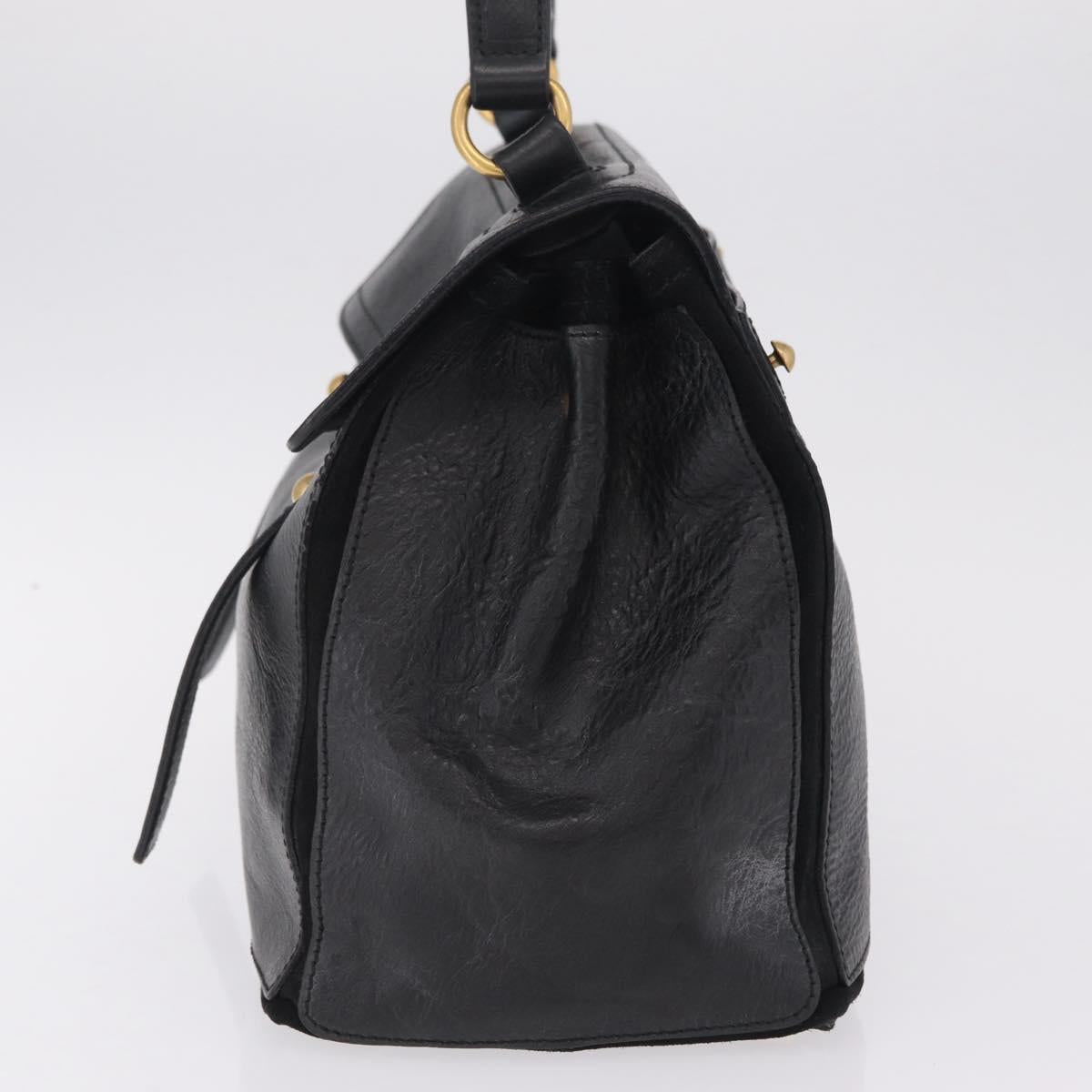 Saint Laurent Muse Two Hand Bag Leather Black Gold Auth 210627A
