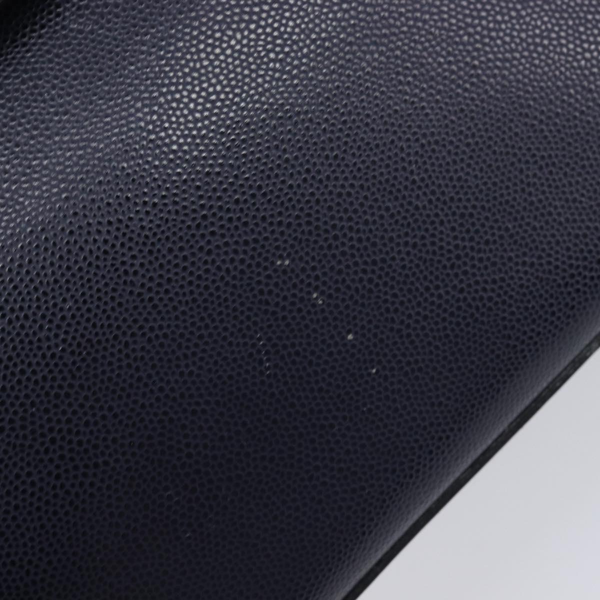CELINE Hand Bag Leather Navy Gold Auth 210630