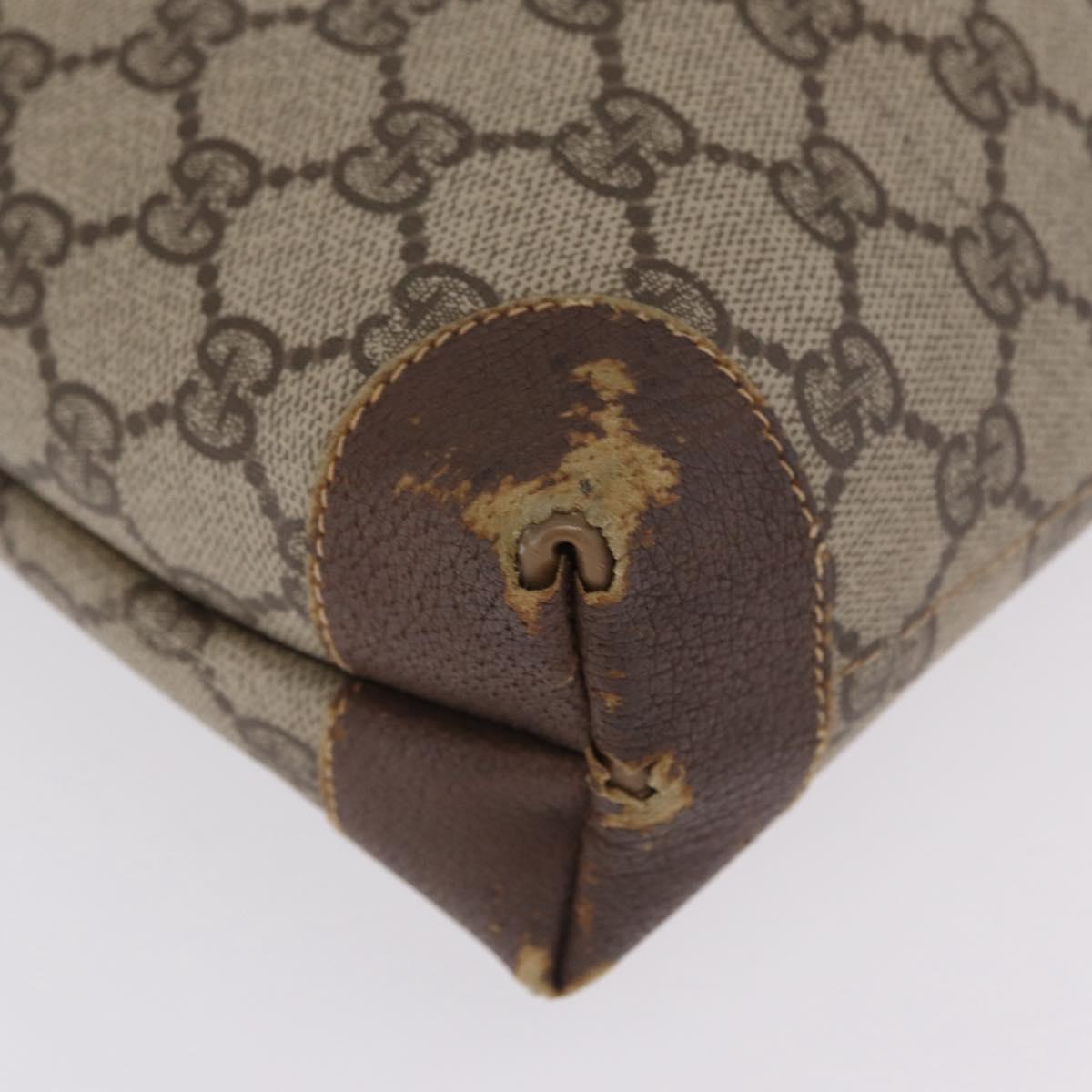 GUCCI GG Supreme Web Sherry Line Tote Bag PVC Beige Gold Auth 210632