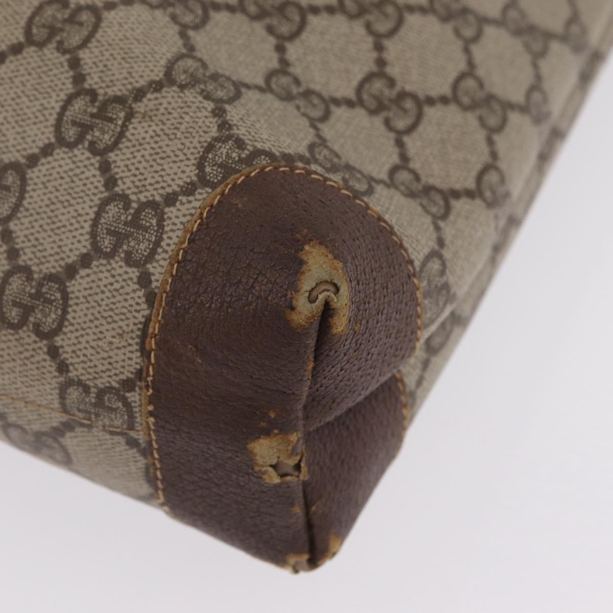 GUCCI GG Supreme Web Sherry Line Tote Bag PVC Beige Gold Auth 210632